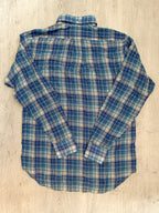 Drake's Blue White Light Weight Check Long Sleeve Collared Shirt - House Of Huntington