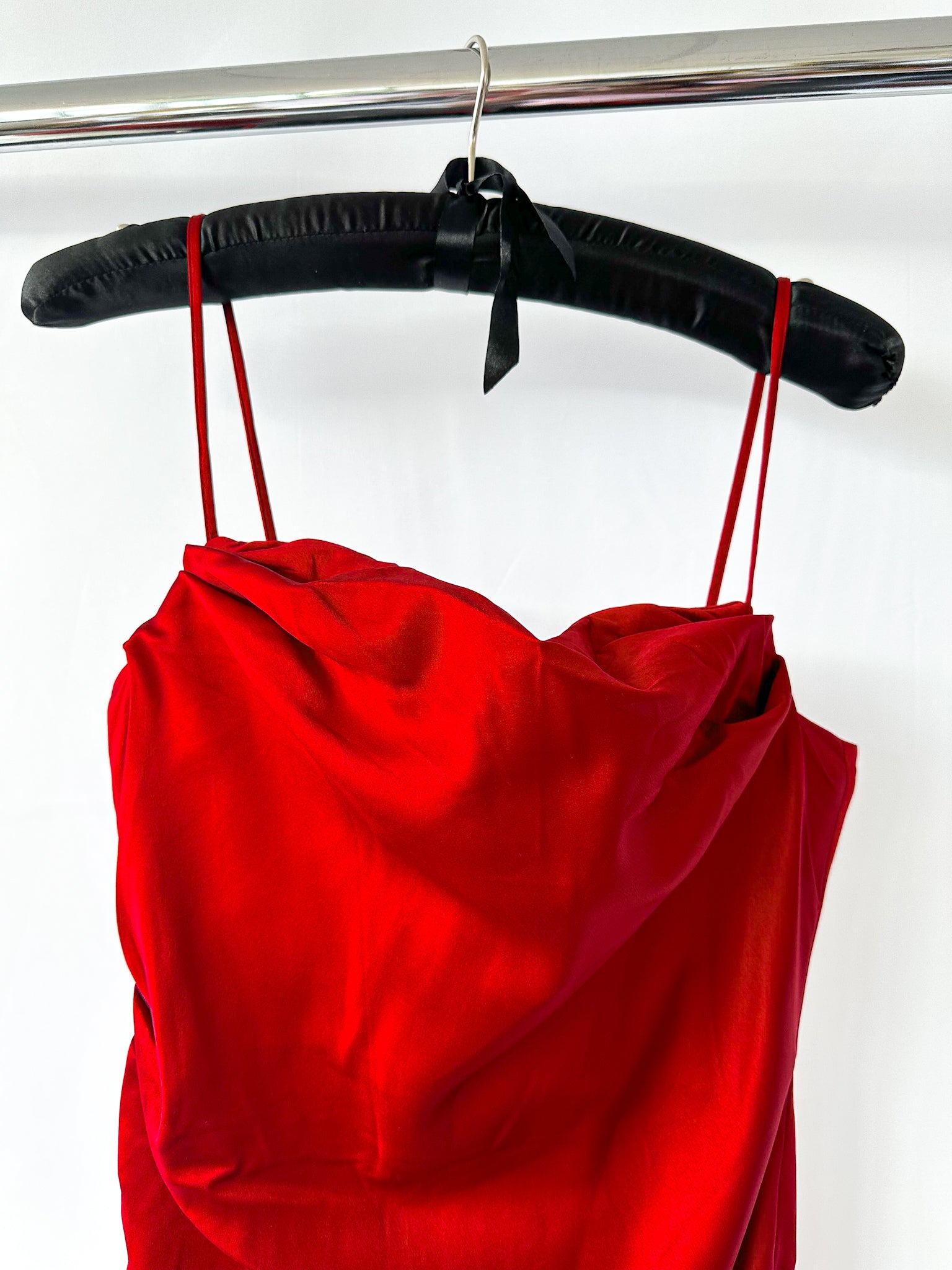 House Of CB Anja Wine Satin Corset Midi Dress