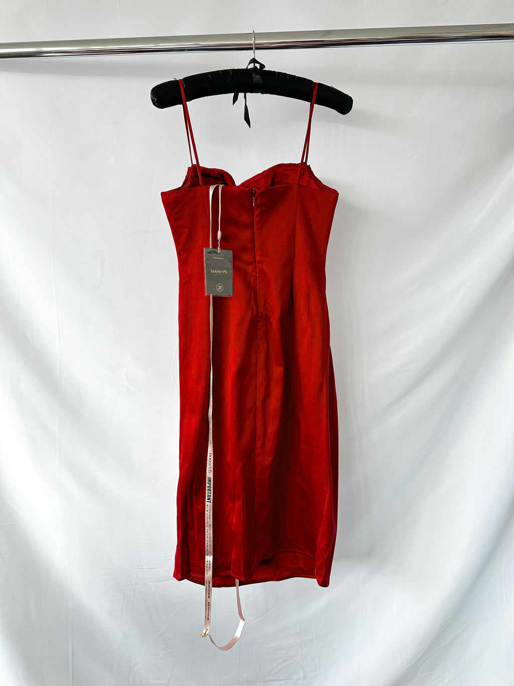 House Of CB Anja Wine Satin Corset Midi Dress