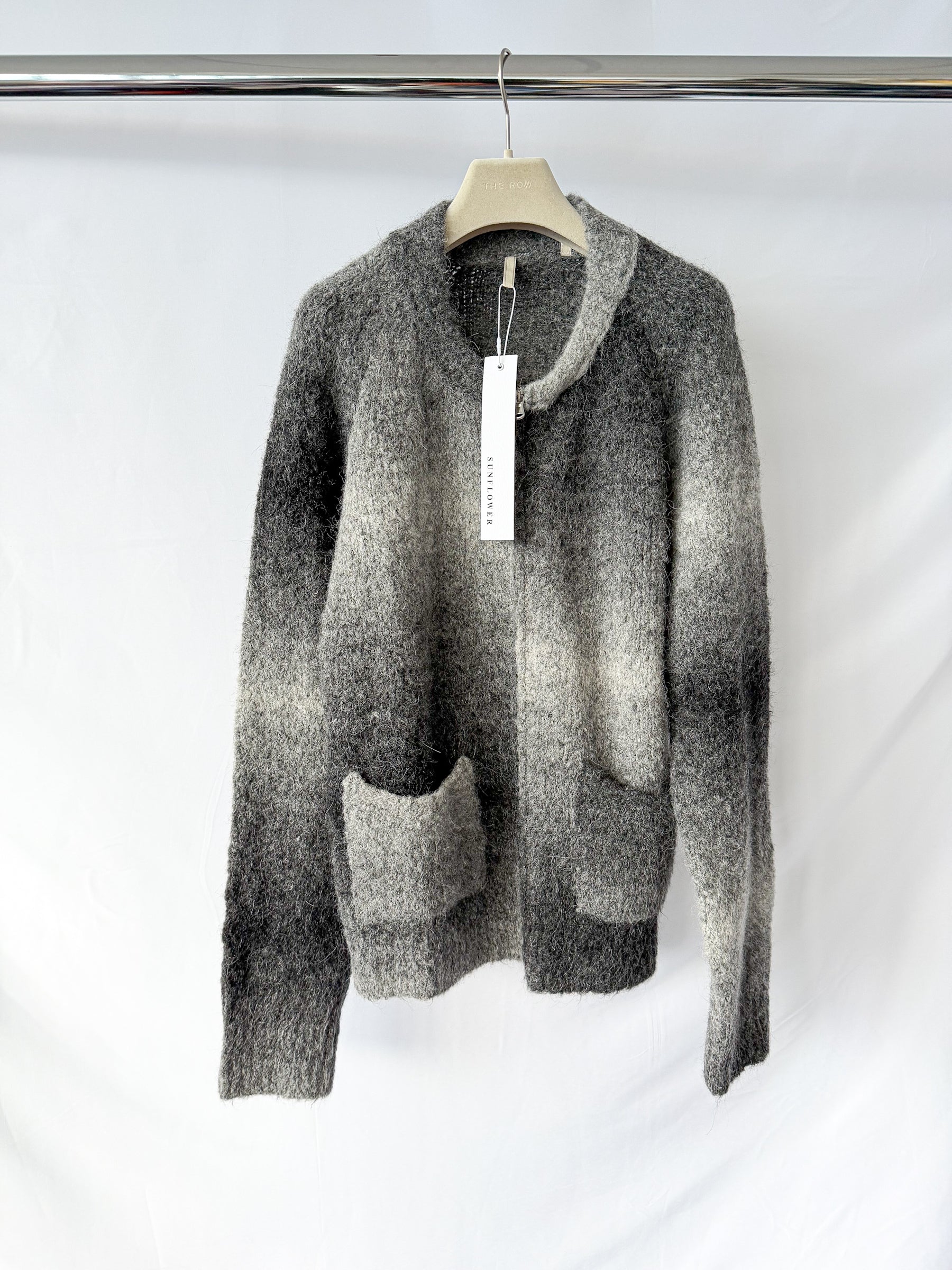 Sunflower Black Ombre Brushed Alpaca Wool Knit Zip Cardigan