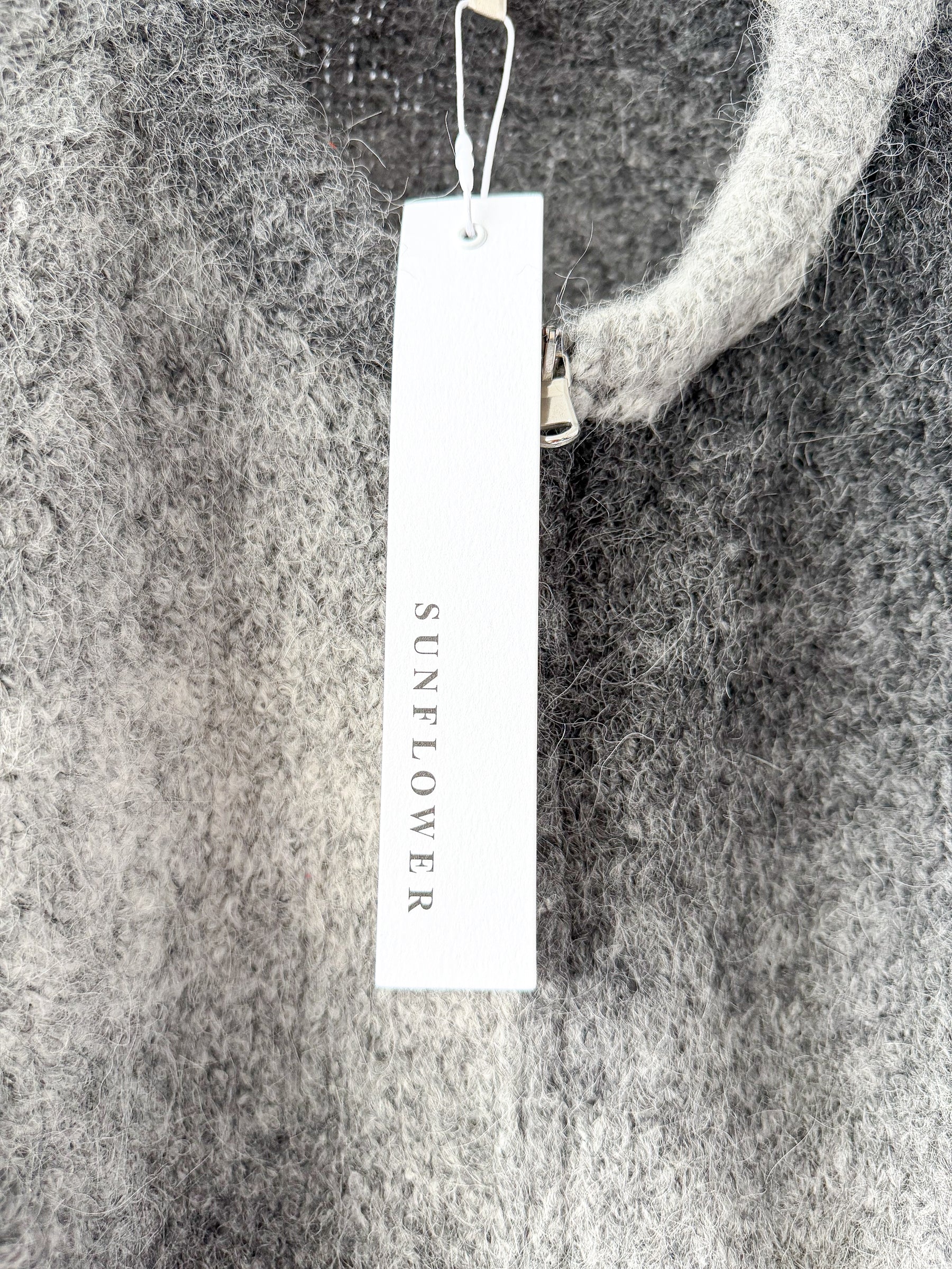 Sunflower Black Ombre Brushed Alpaca Wool Knit Zip Cardigan