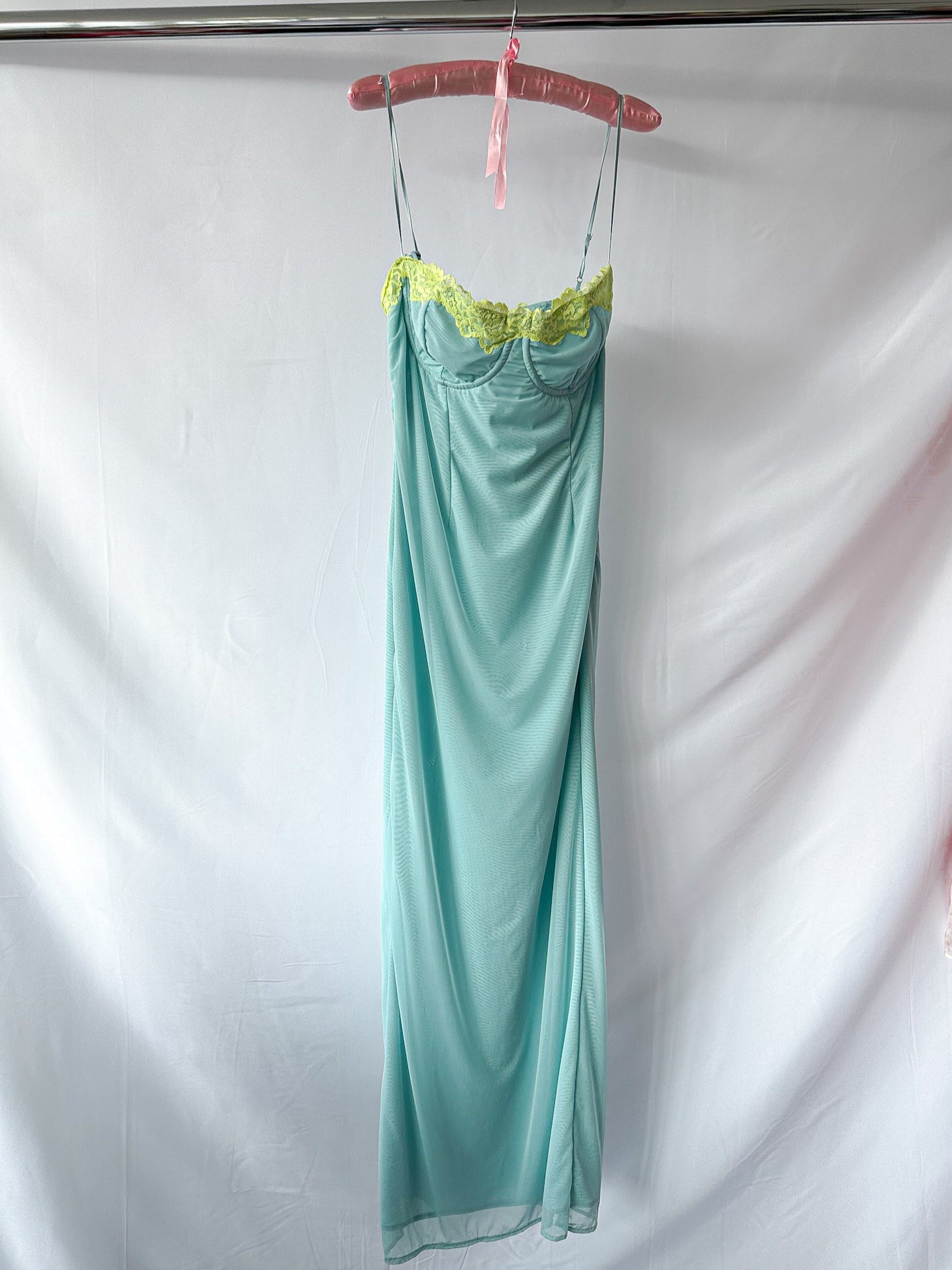 House Of CB Aiza Powder Blue Contrast Lace Maxi Dress