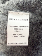 Sunflower Black Ombre Brushed Alpaca Wool Knit Zip Cardigan