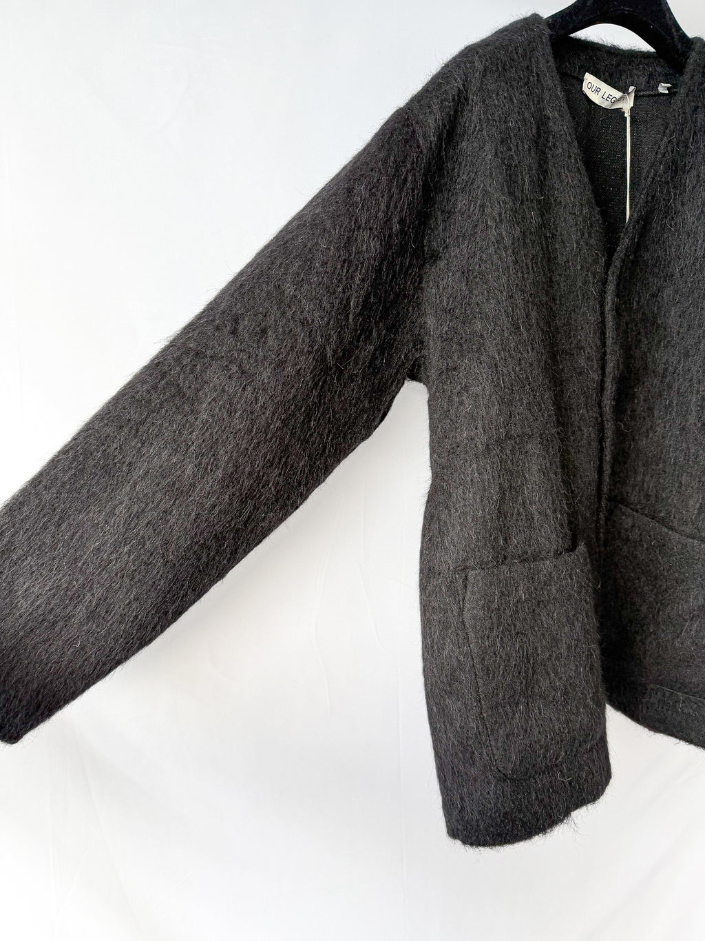 Our Legacy Schwarze Mohair-Strickjacke mit Knöpfen