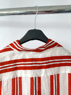 Max Mara Red White Striped Ramie Fabric Shirt Dress