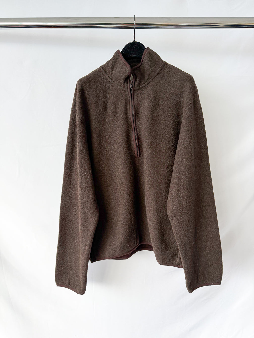 Sunflower Brown Wool Half Zip Sweater