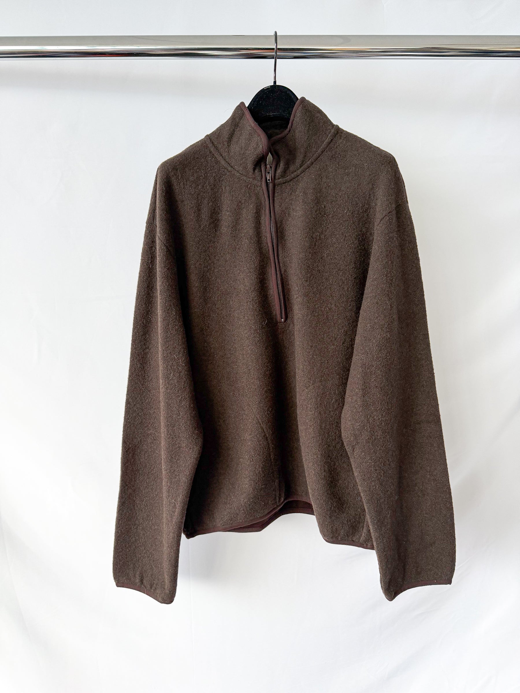 Sunflower Brown Wool Half Zip Sweater