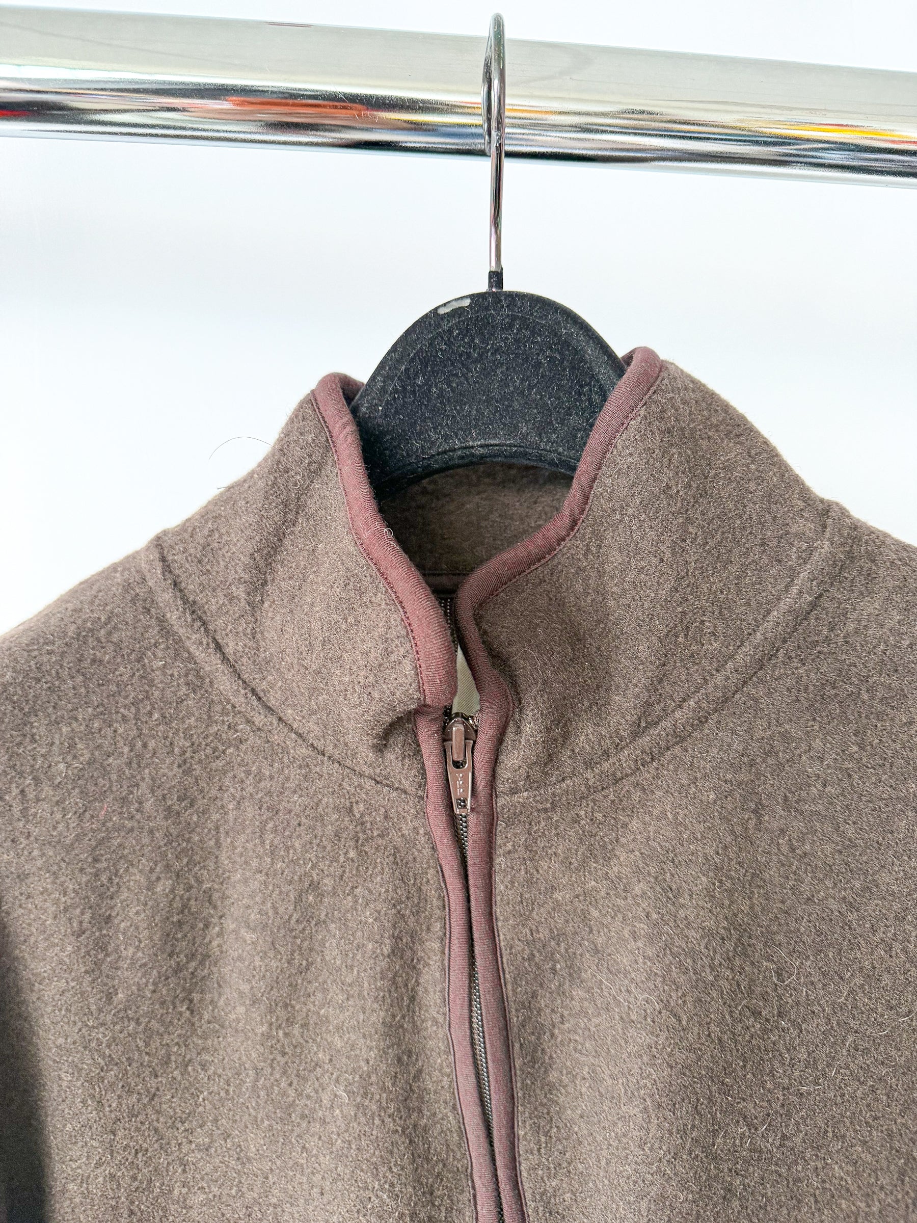 Sunflower Brown Wool Half Zip Sweater