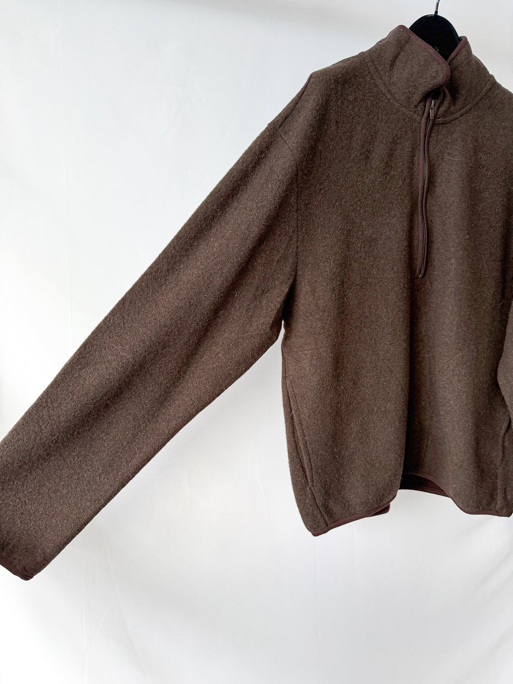 Sunflower Brown Wool Half Zip Sweater