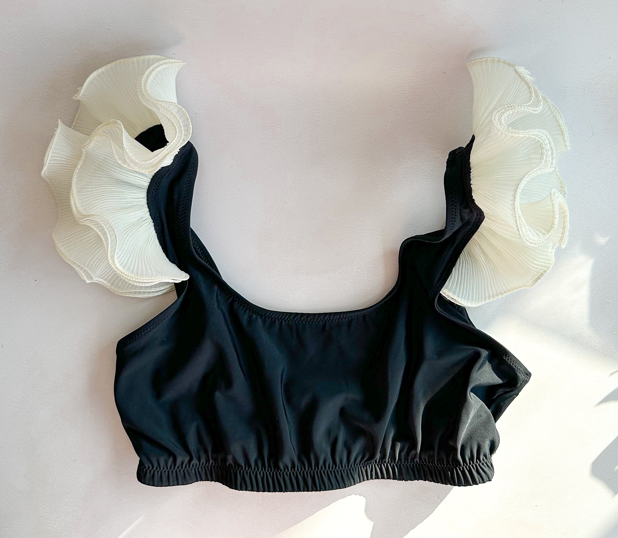Sleeper Black Ariel Ruffle Trim Bikini Top