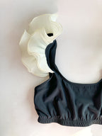 Sleeper Black Ariel Ruffle Trim Bikini Top