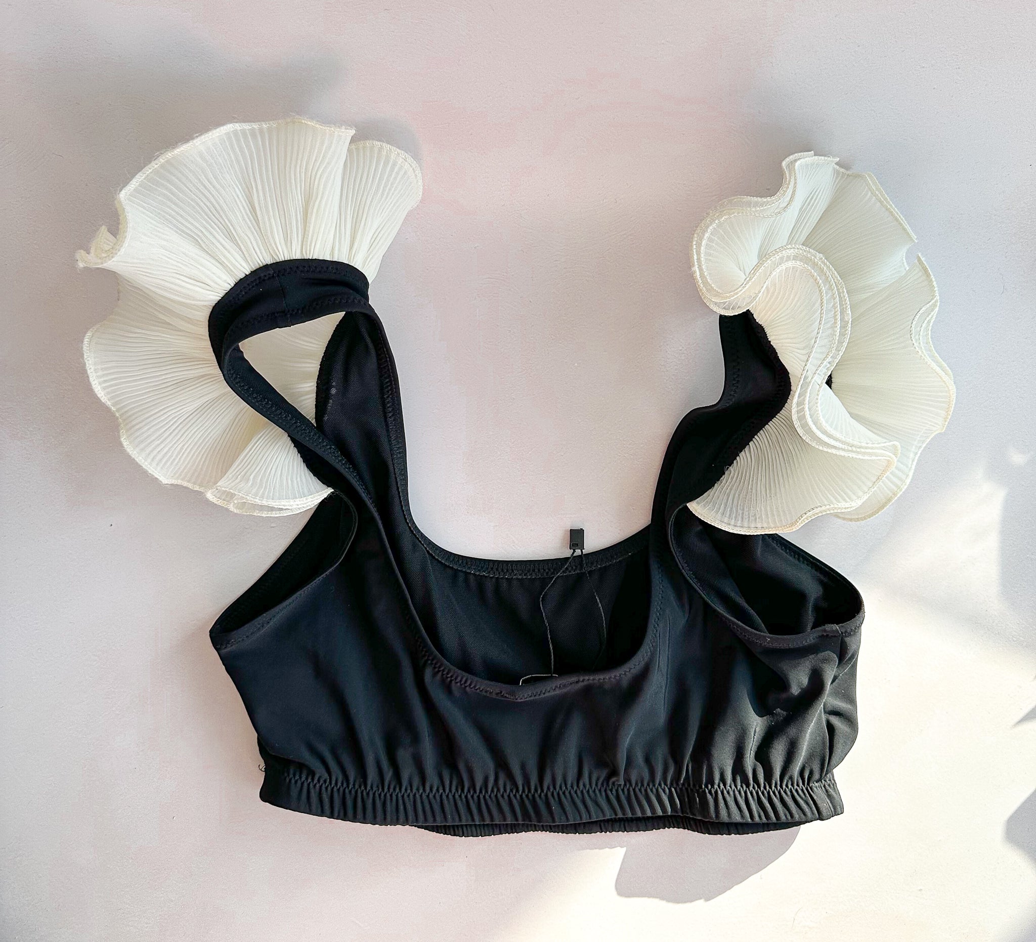 Sleeper Black Ariel Ruffle Trim Bikini Top