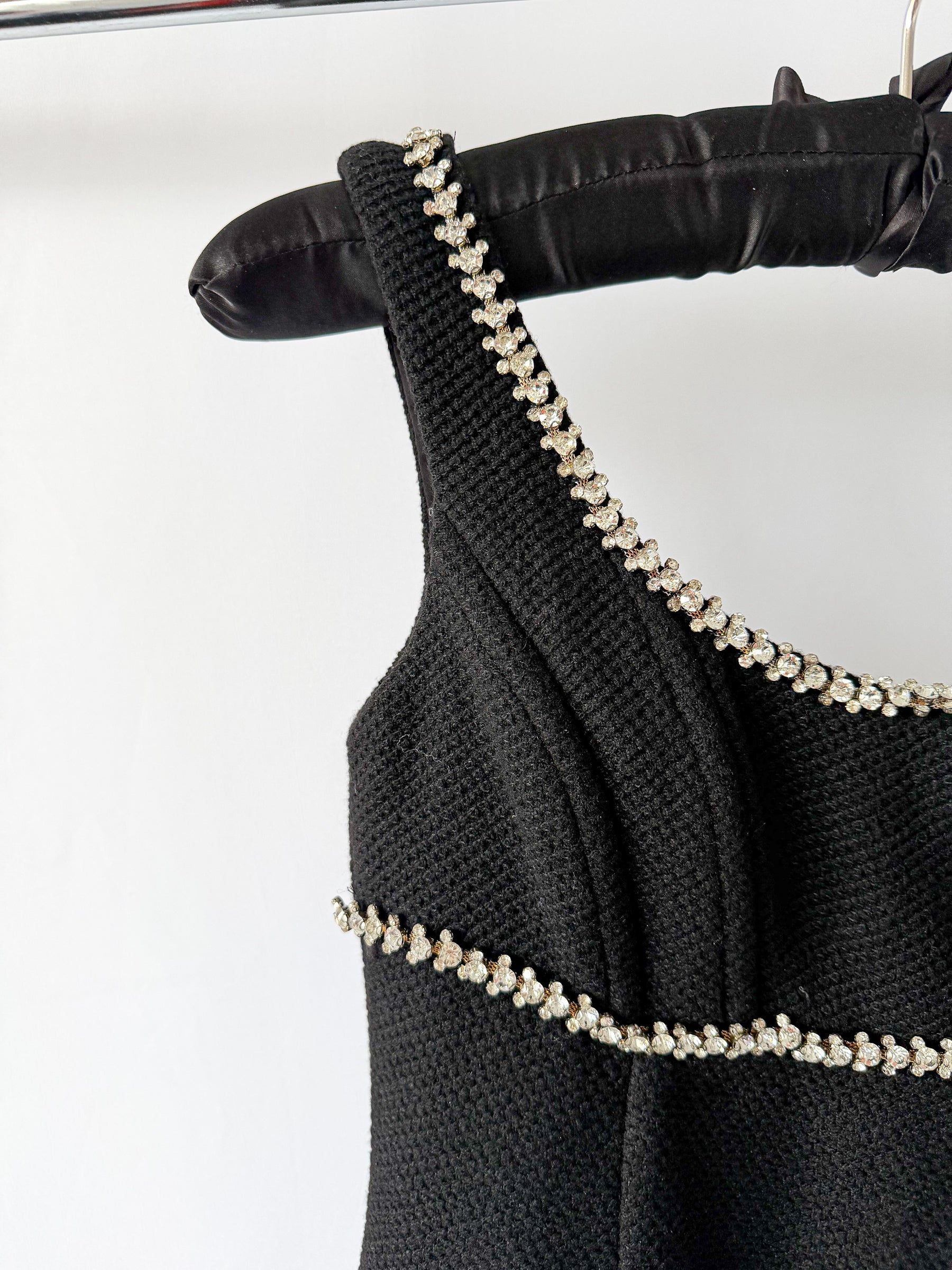 Self-Portrait Black Tweed Embellished Mini Dress