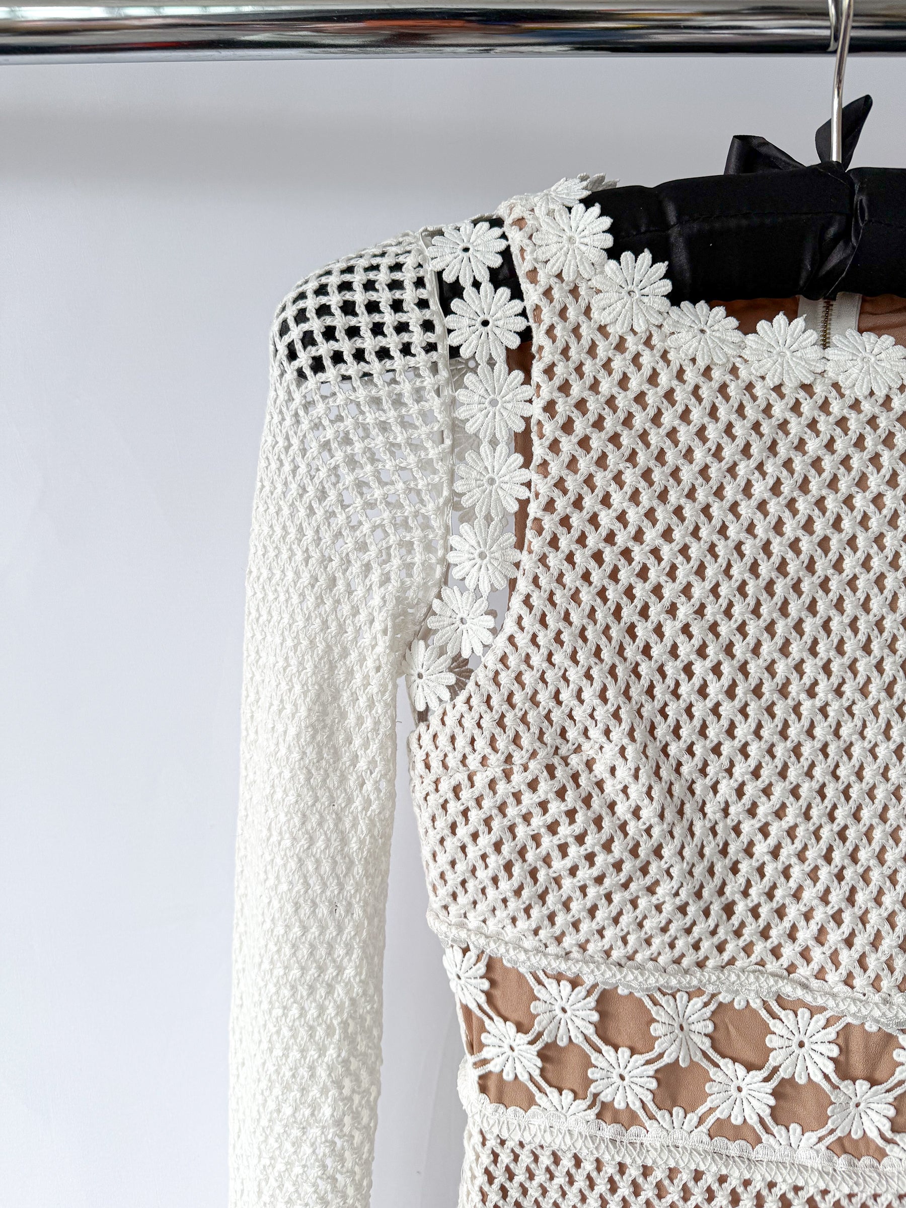 Self-Portrait White Crochet Maxi Dress