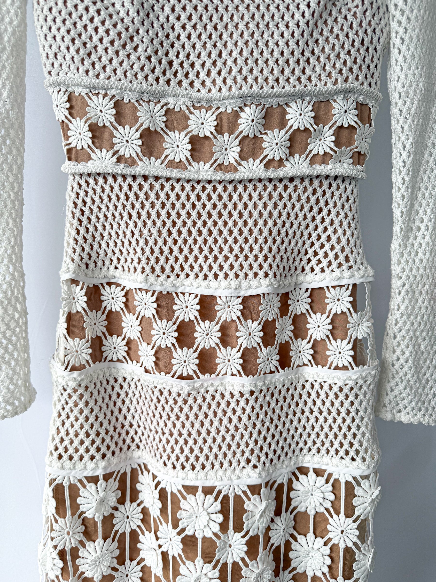 Self-Portrait White Crochet Maxi Dress