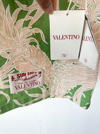 Valentino Green Pineapple Print Cotton Hawaiian Bowling Shirt
