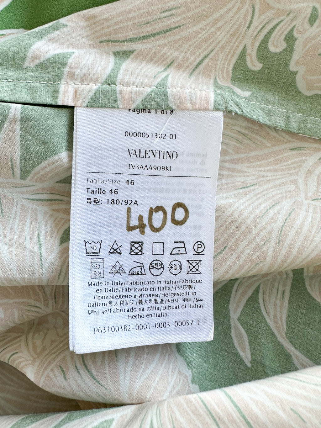 Valentino Green Pineapple Print Cotton Hawaiian Bowling Shirt