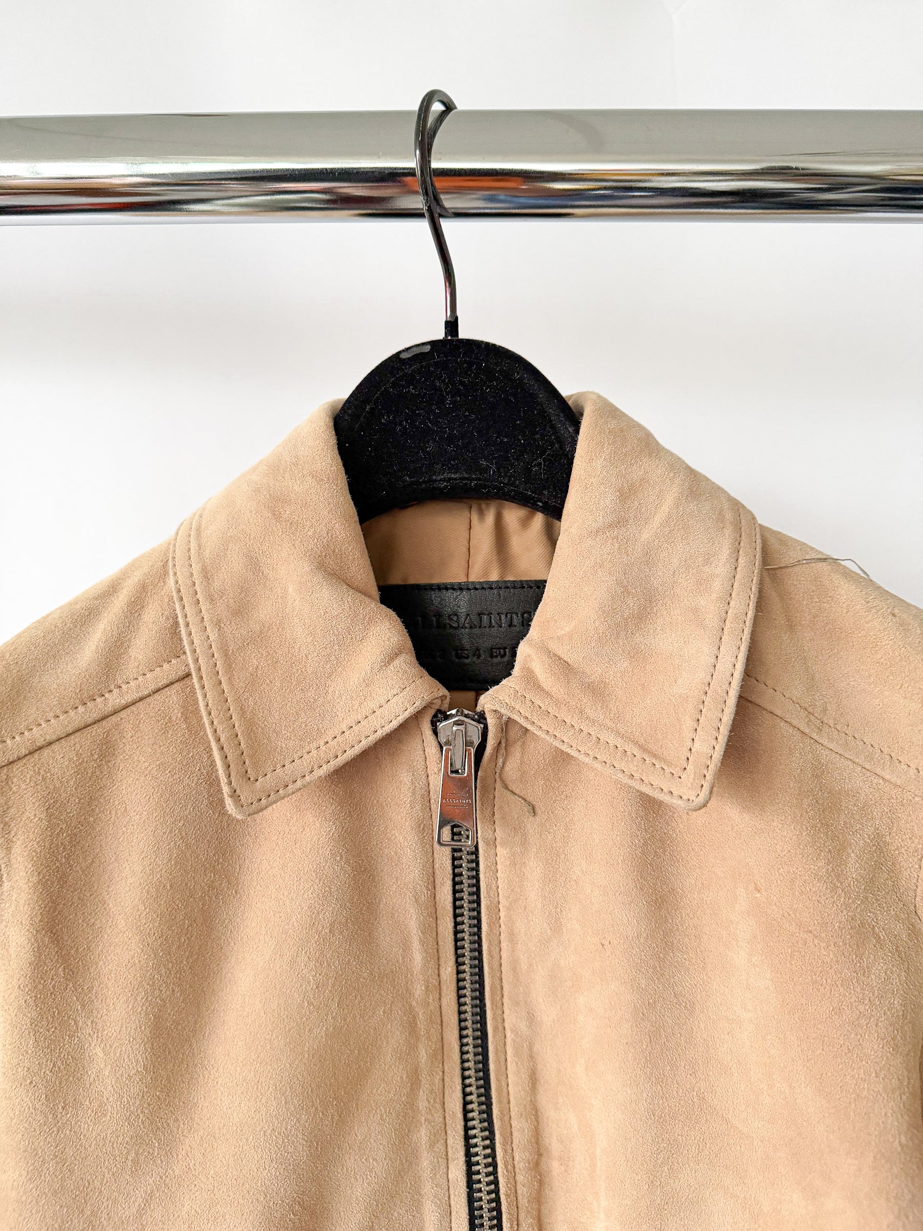 Azari Bomber Honey Brown Suede Jacket