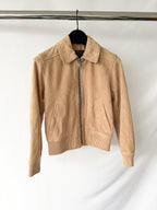 Azari Bomber Honey Brown Suede Jacket