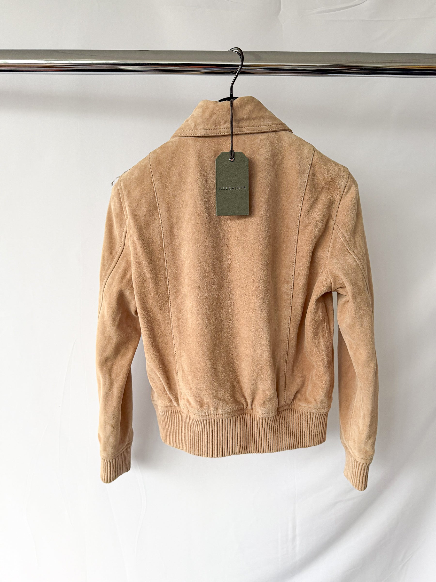 Azari Bomber Honey Brown Suede Jacket
