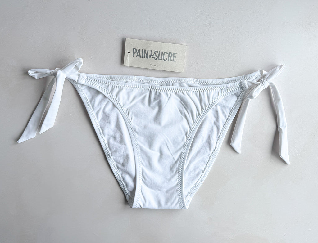 Pain De Sucre White Side Tie Bikini Bottom in Onyx