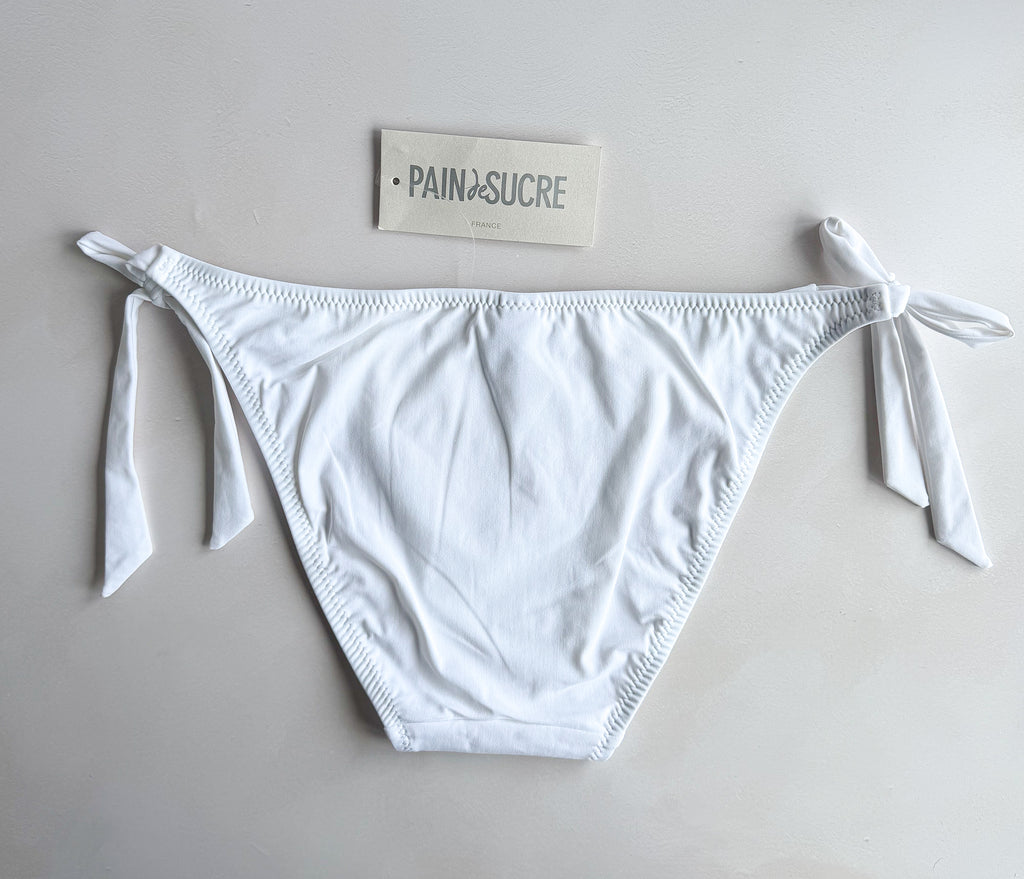 Pain De Sucre White Side Tie Bikini Bottom in Onyx