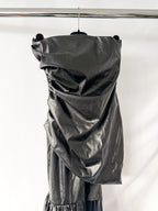 David Koma Black Pleather Strapless Train Detail Mini Dress