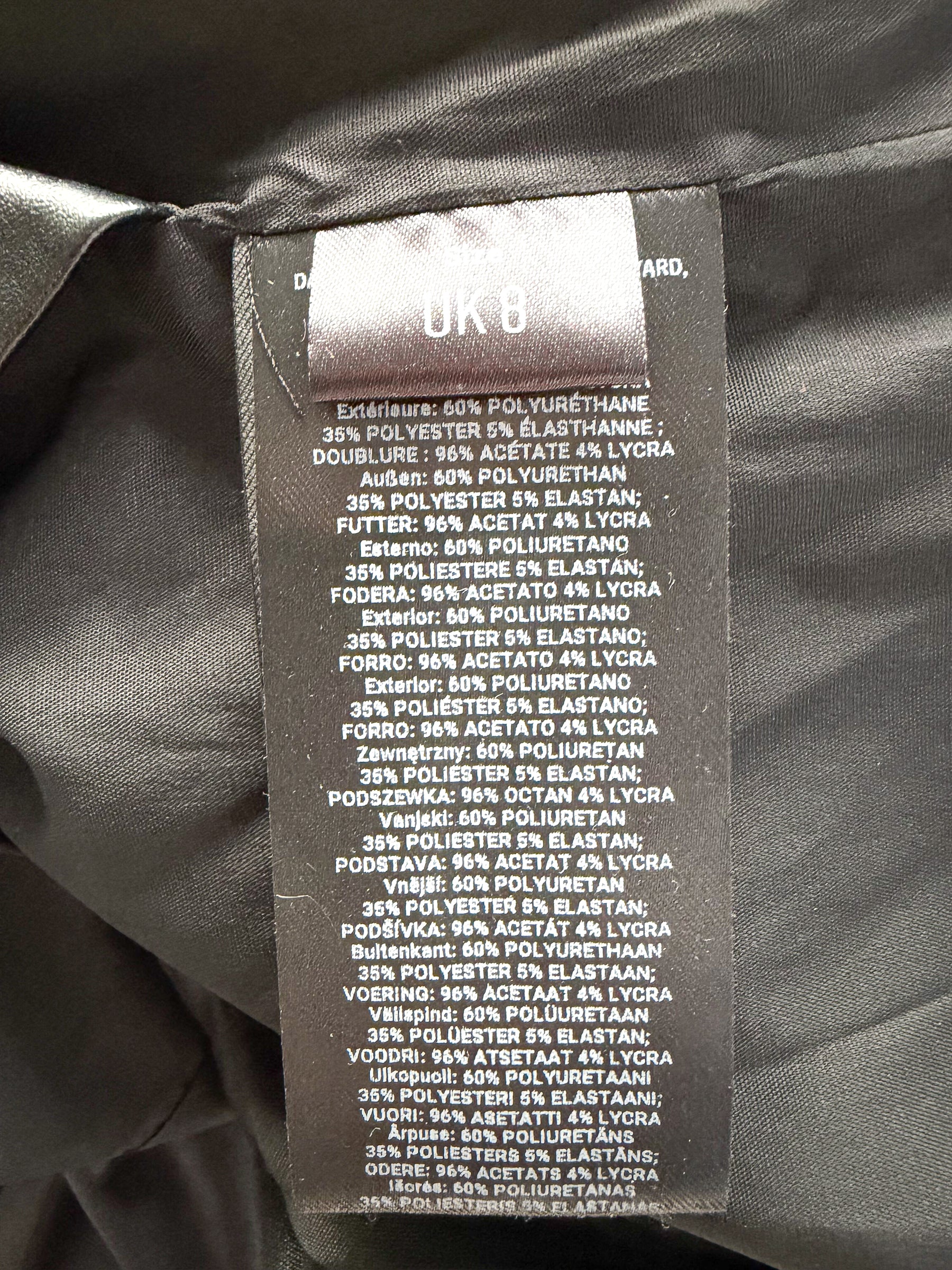 David Koma Black Pleather Strapless Train Detail Mini Dress