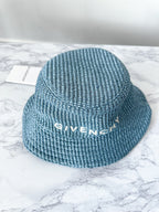 Givenchy Woven Raffia Straw Logo Front Bucket Hat