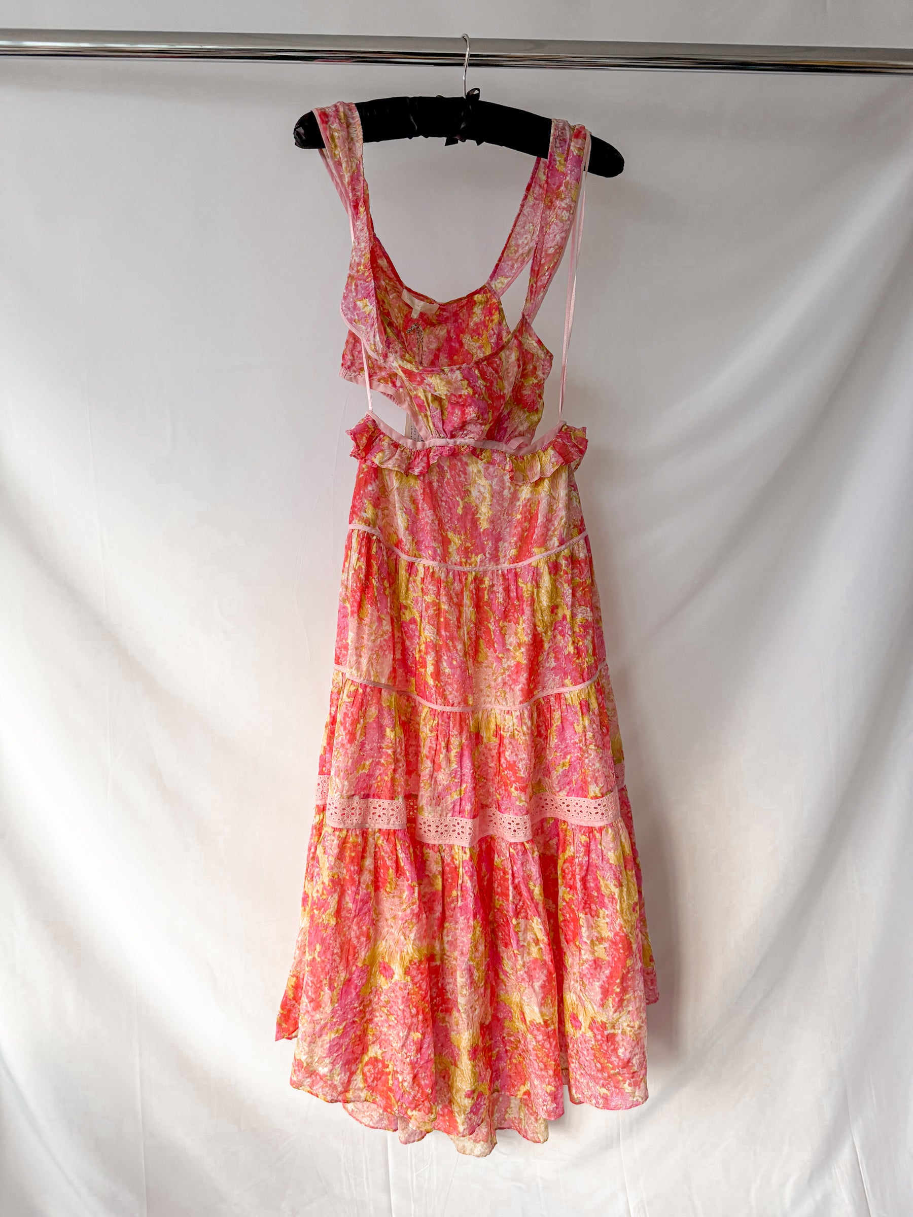 LoveShackFancy Madsen Pink Floral Pink Dresss