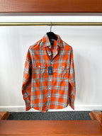 Drake's Red Lumberjack Check Double Pocket Shirt