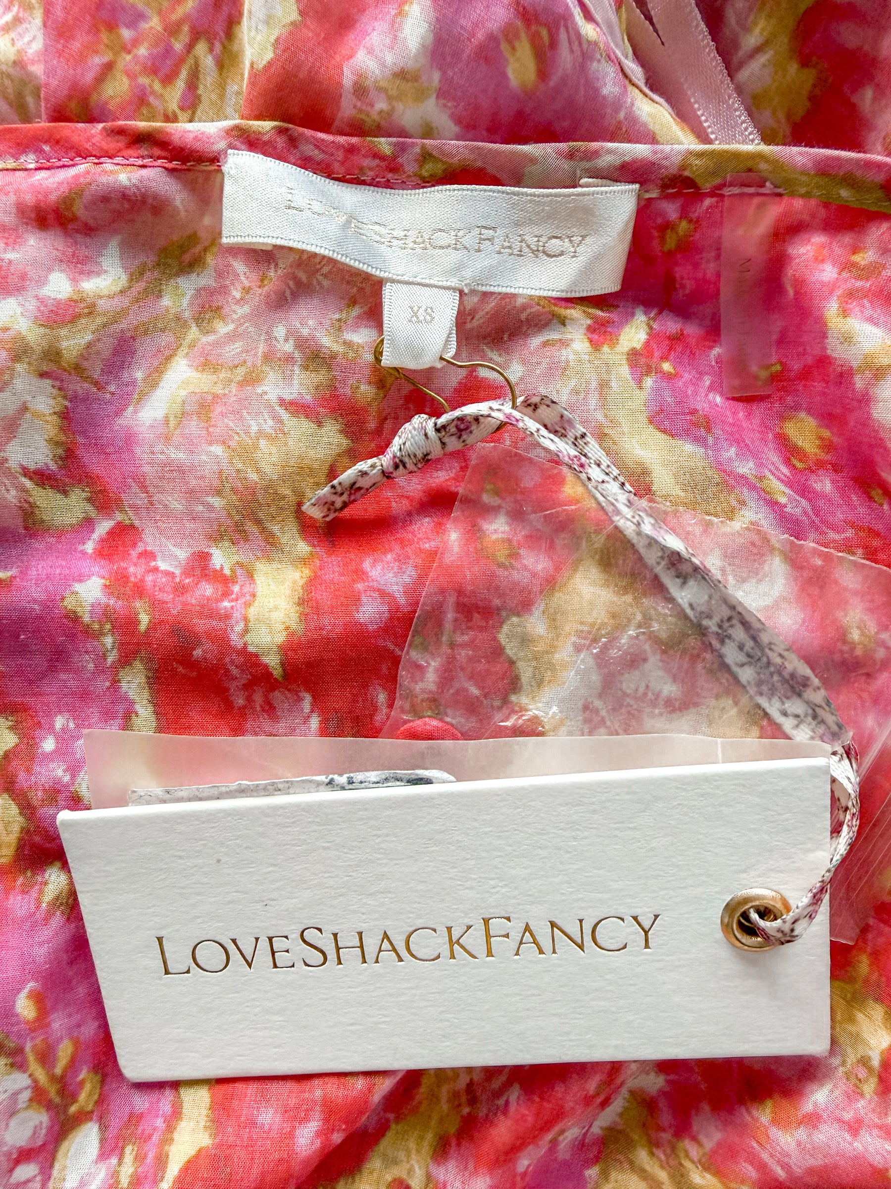 LoveShackFancy Madsen Pink Floral Pink Dress (DAMAGED)