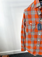 Drake's Red Lumberjack Check Double Pocket Shirt