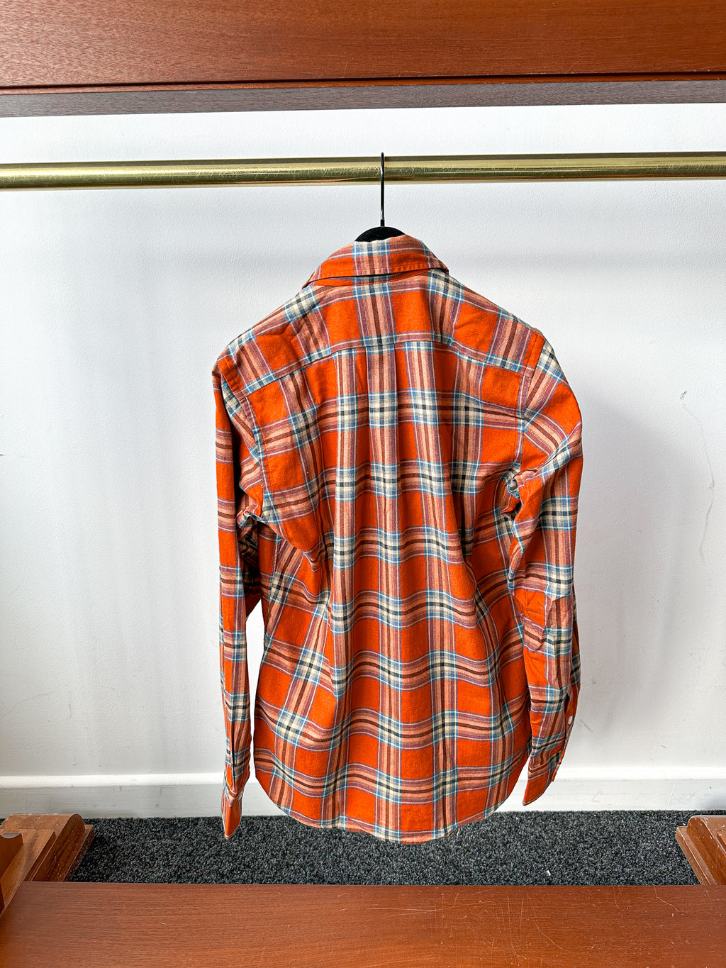 Drake's Red Lumberjack Check Double Pocket Shirt