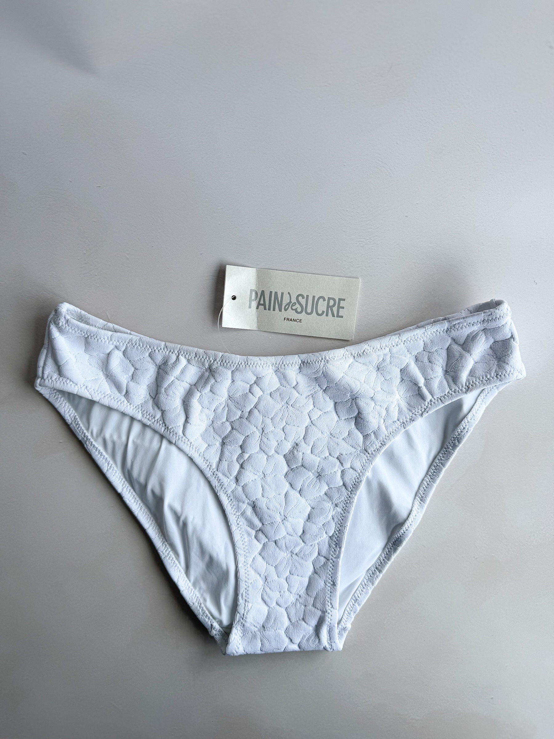 Pain De Sucre White Floral Woven Bikini Bottom in Inae