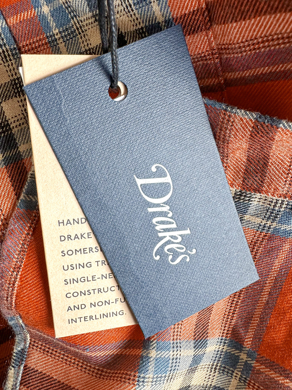 Drake's Red Lumberjack Check Double Pocket Shirt