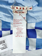 Marni Blue Logo-Embroidered Checked-Canvas Bucket Hat