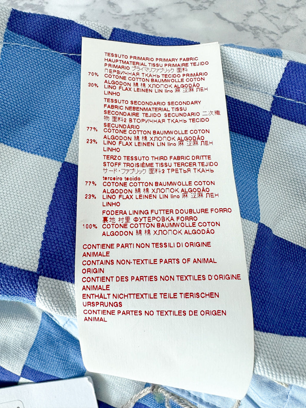 Marni Blue Logo-Embroidered Checked-Canvas Bucket Hat