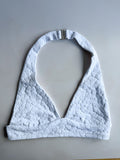 Pain De Sucre White Floral Woven Bikini Top in Mita