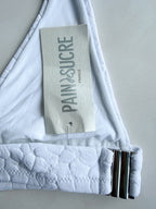 Pain De Sucre White Floral Woven Bikini Top in Mita