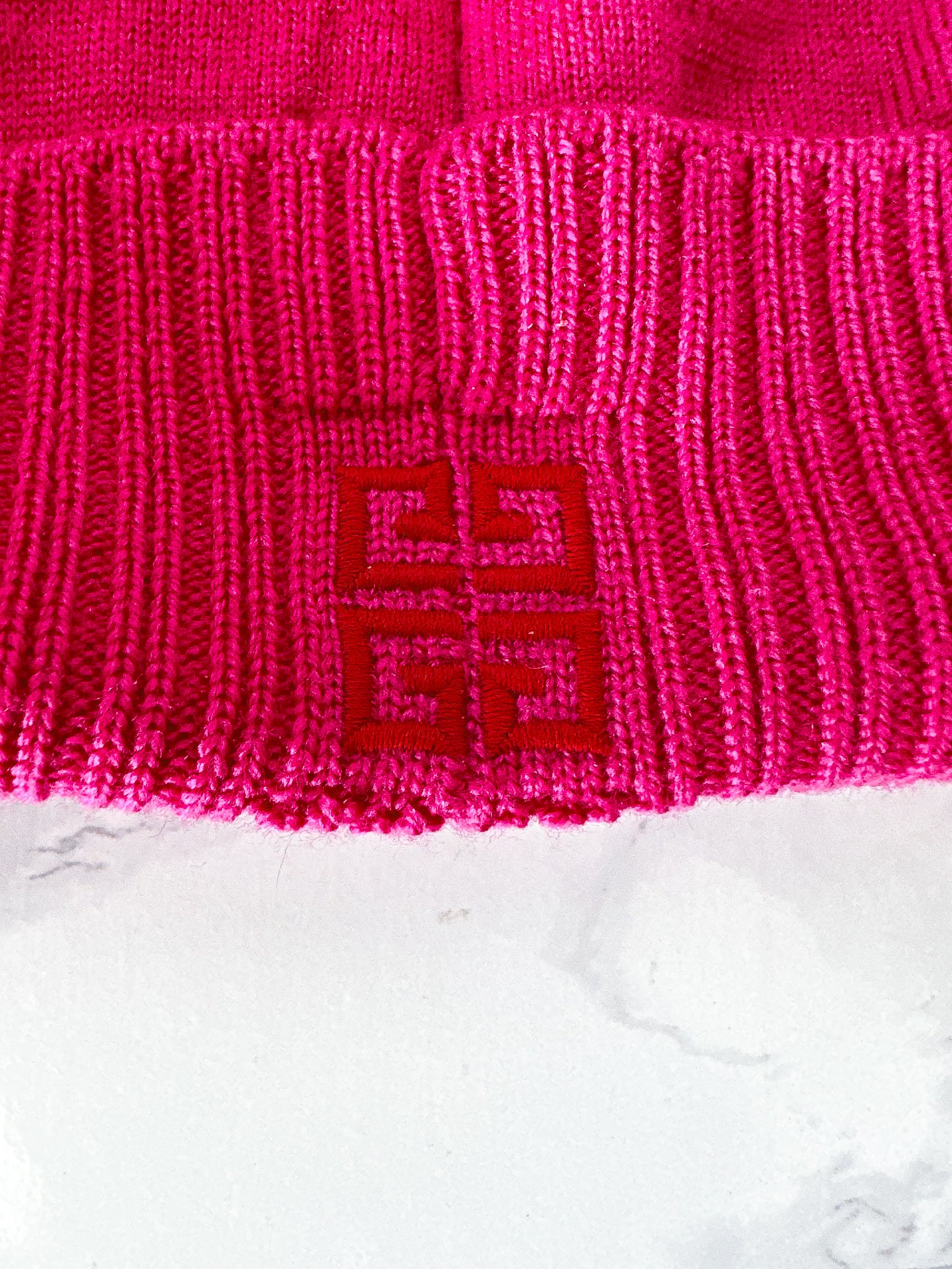 Givenchy Pink Logo Embroidered Wool Beanie Hat