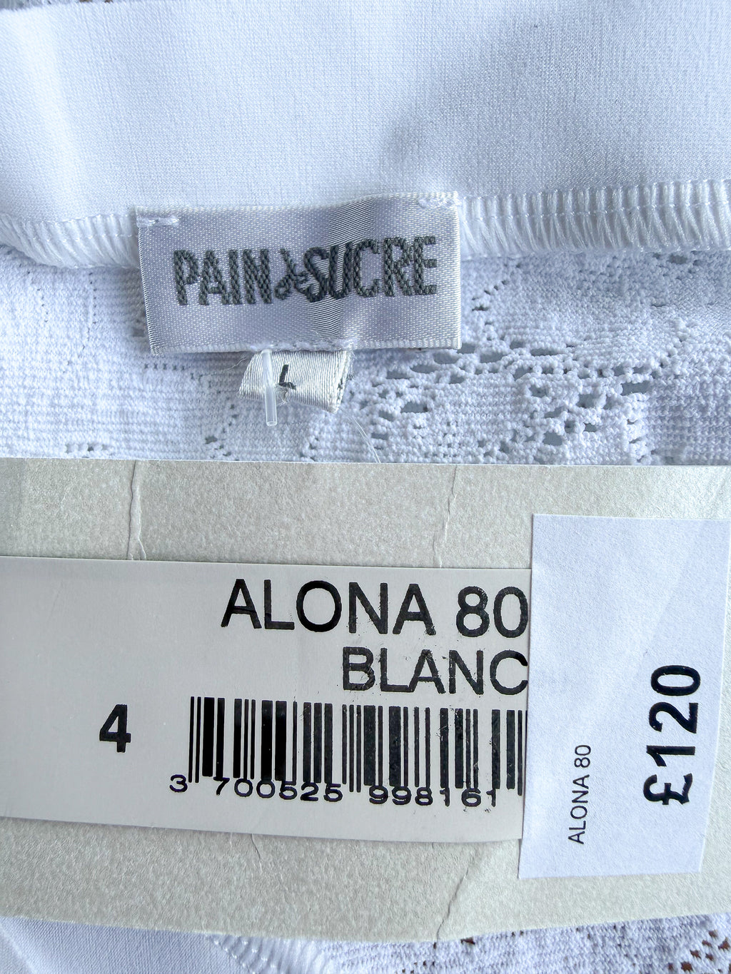 Pain De Sucre Alona Weißer Spitzen-Camisole-Tanga-Body-Top