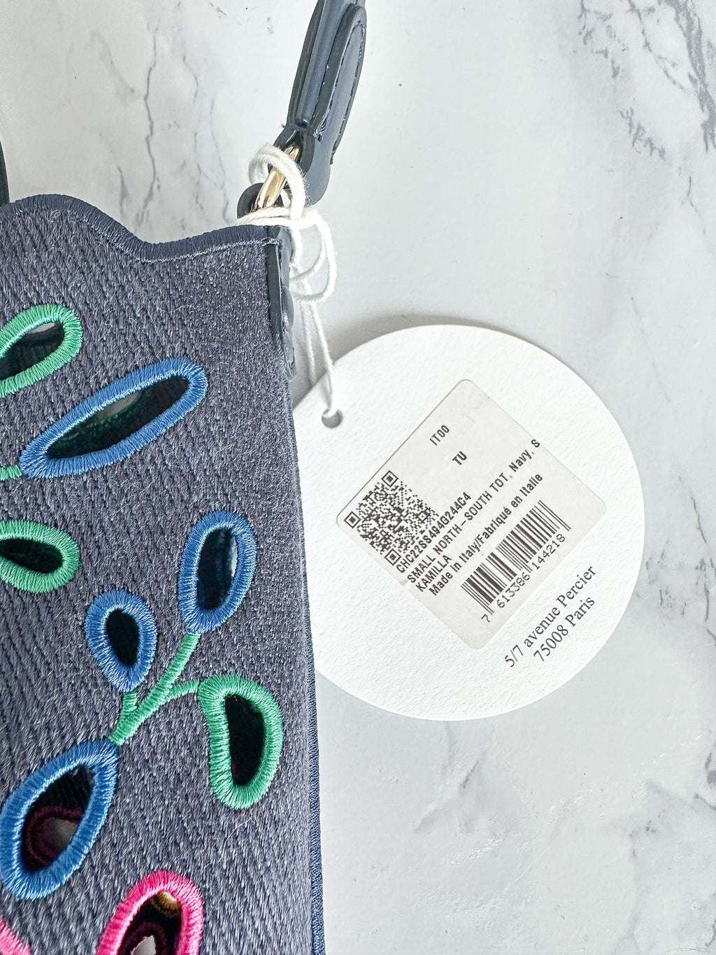 Chloé Kamilla North/South Floral Broderie Anglaise Embroidered Linen Tote Crossbody Handbag