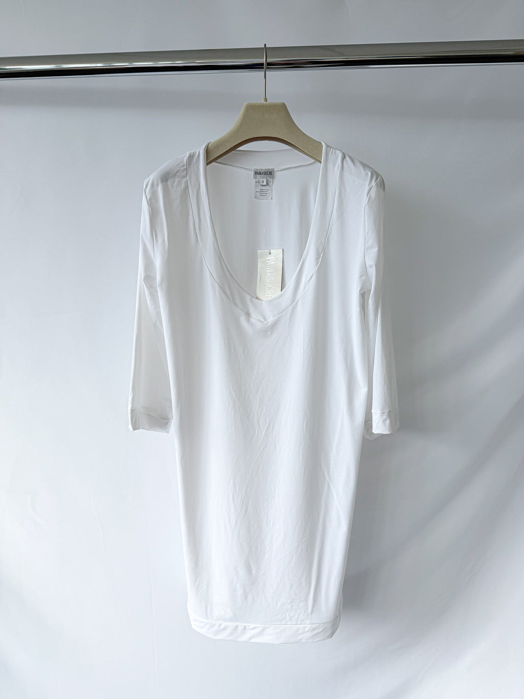 Pain De Sucre White Loose Cut V-Neck Beach Coverup Dress in Nessa