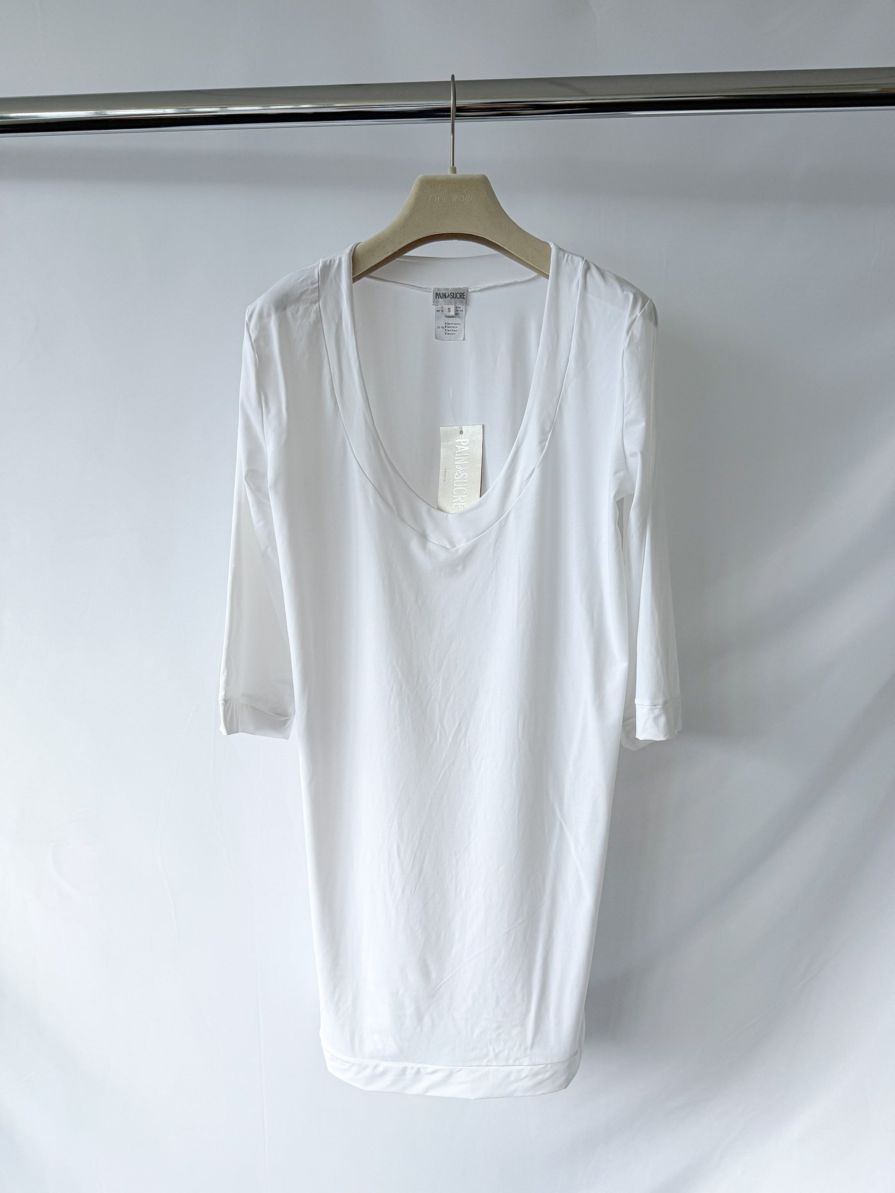 Pain De Sucre White Loose Cut V-Neck Beach Coverup Dress in Nessa