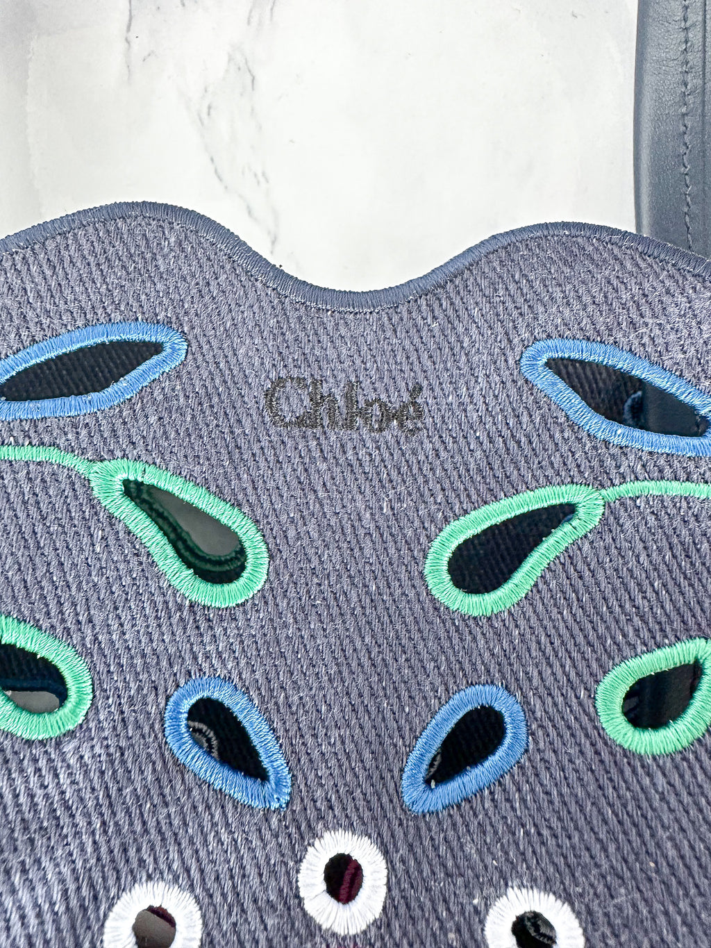 Chloé Kamilla North/South Floral Broderie Anglaise Embroidered Linen Tote Crossbody Handbag