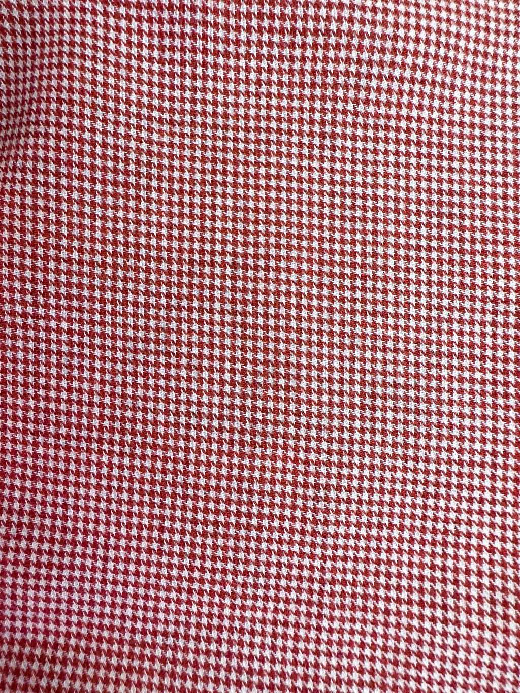 Drake's Red White Houndstooth Brushed Cotton Wool Long Sleeve Shirt - House Of Huntington