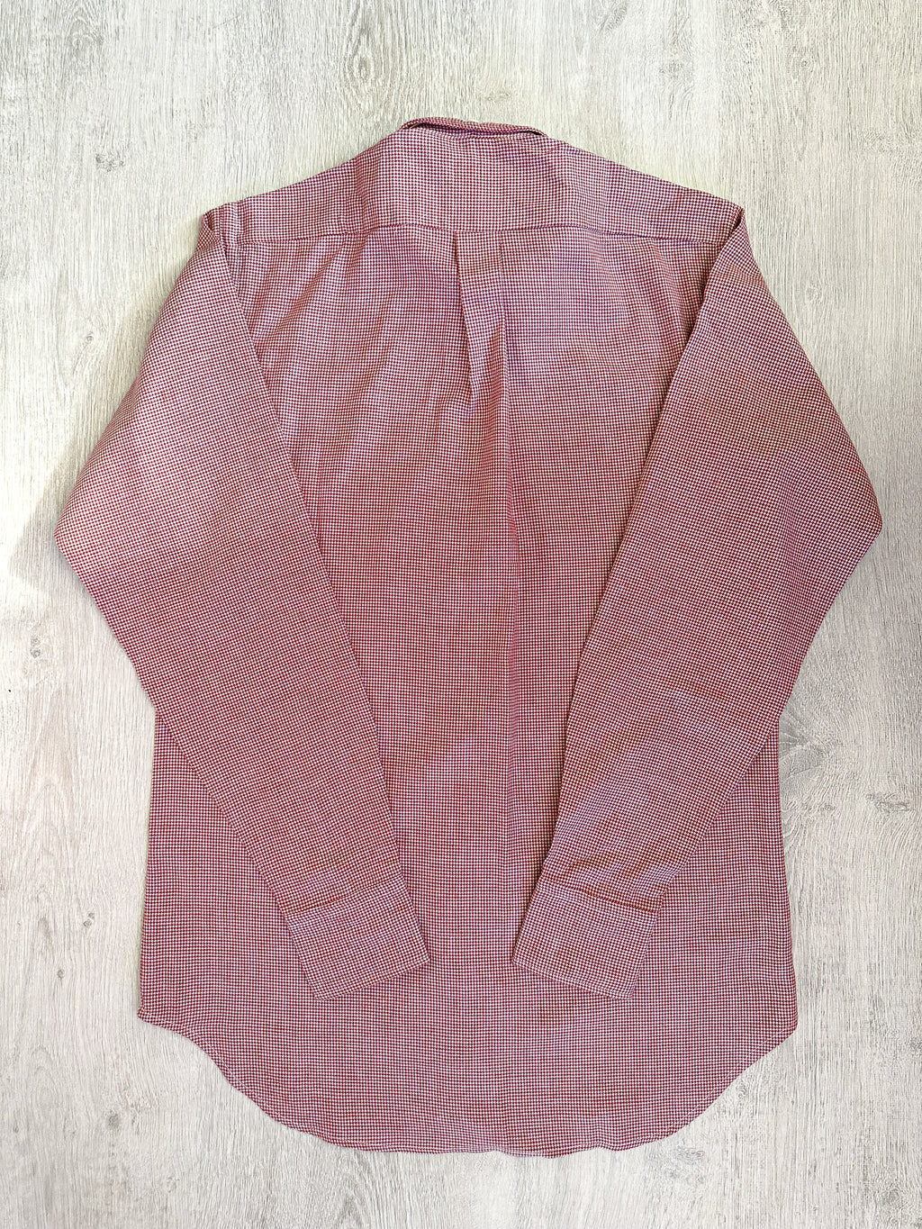 Drake's Red White Houndstooth Brushed Cotton Wool Long Sleeve Shirt - House Of Huntington