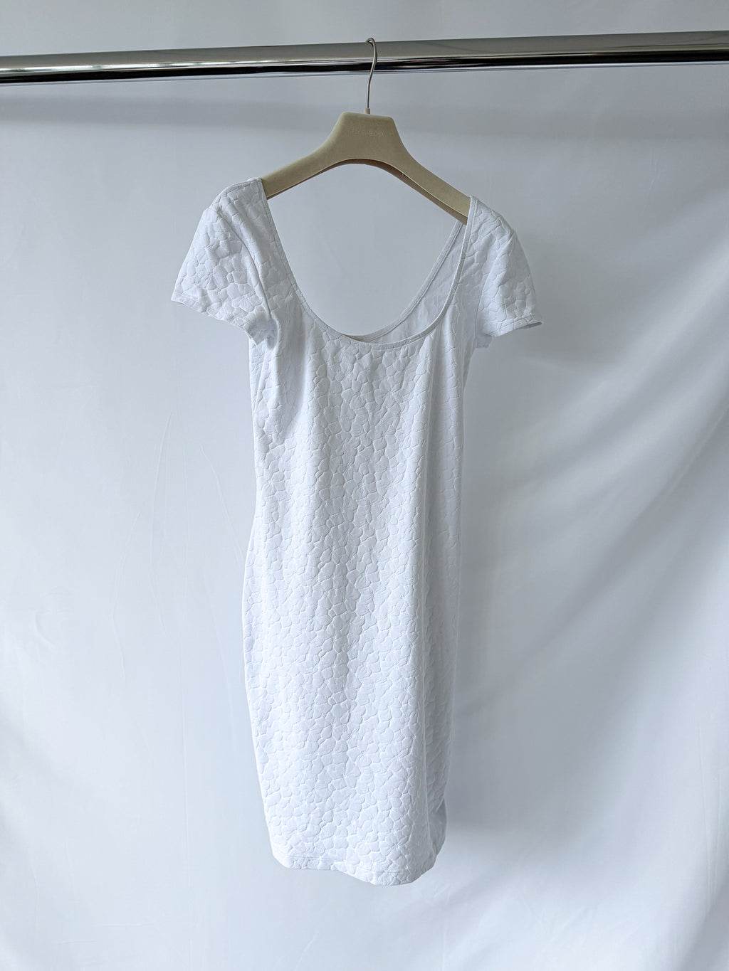 Pain De Sucre White Woven Towelling Stretch Summer Dress in Davia
