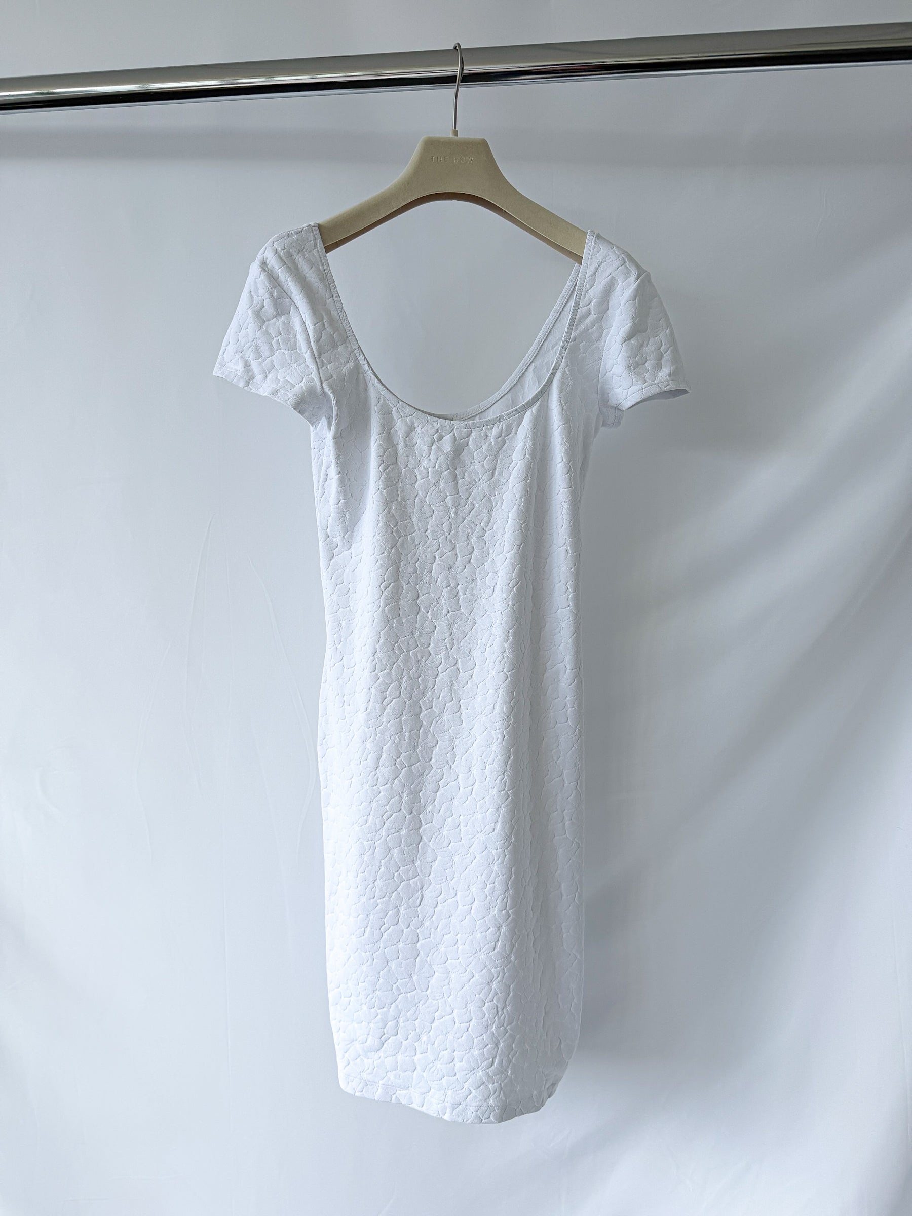 Pain De Sucre White Woven Towelling Stretch Summer Dress in Davia